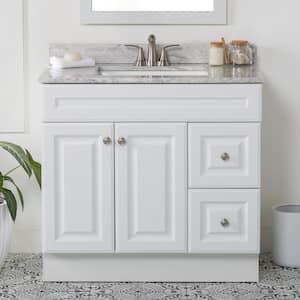 Glensford 37 in. W x 22 in. D x 38 in. H Single Sink  Bath Vanity in White with Winter Mist Cultured Marble Top