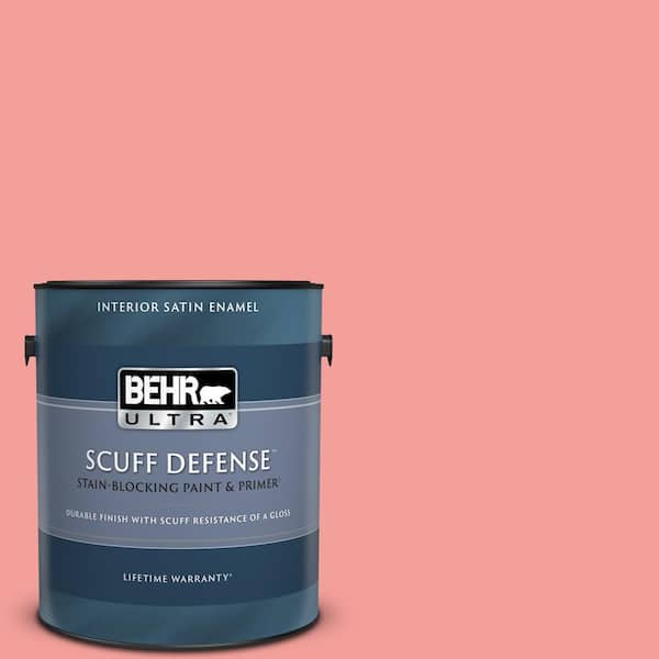 BEHR ULTRA 1 gal. #150B-4 Pink Eraser Extra Durable Satin Enamel Interior Paint & Primer