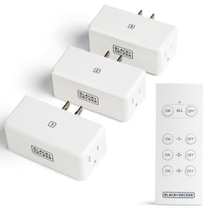 1 Amp to 15 Amp Plug-In Indoor Wireless Remote Control System with 3 Smart Adapters Grounded and 1 Remote, White