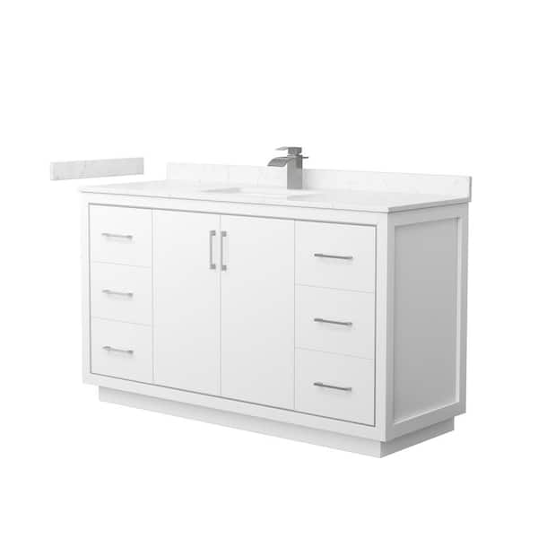 Wyndham Collection Icon 60 in. W x 22 in. D x 35 in. H Single Bath Vanity in White with Carrara Cultured Marble Top
