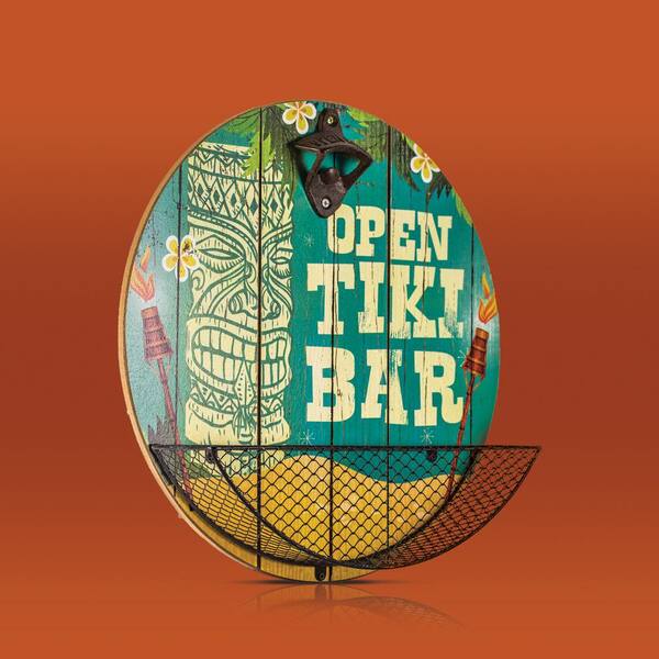 Crystal Art Gallery Open Tiki Bar Cap Catcher Bottle Opener Wall Decor