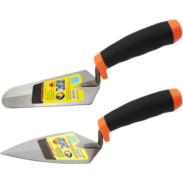 6x3.1 Pointing Trowel and 6x3.4 Gauging Trowel Set with Soft Grip Handle Masonry Hand Tool 2 Pcs