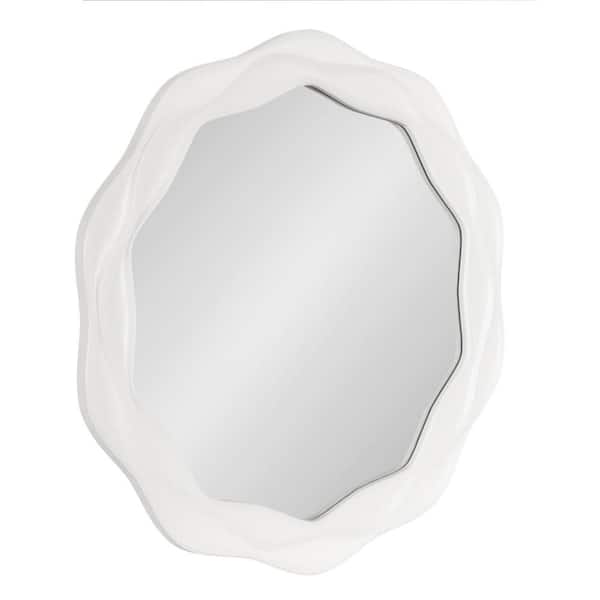 Wavern White 29 in. W x 29 in. H Scalloped MDF Wall Mirror
