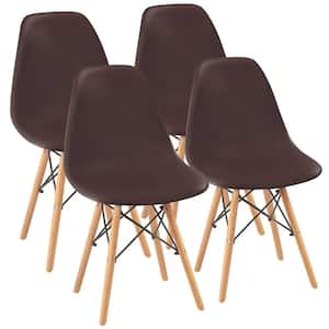 Eames Brown Pre Assembled Mid Century Modern Style Dining Chair, DSW Shell Plastic Side Chairs (Set of 4)