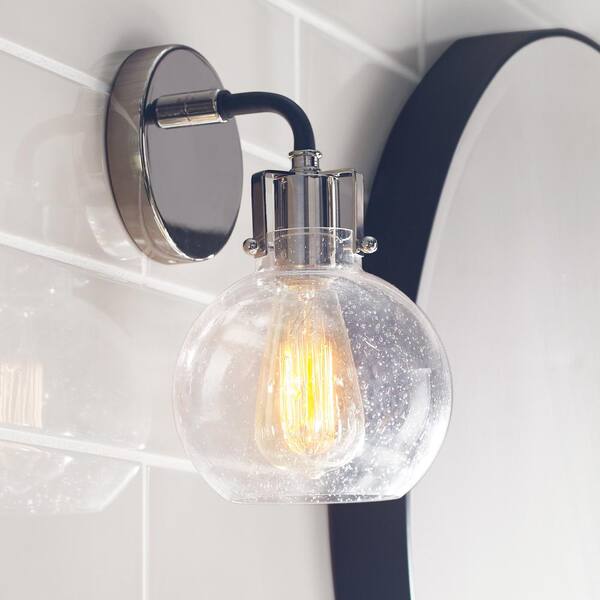 Generation Lighting - Clara 5 in. Polished Nickel Sconce with Clear Seeded Glass