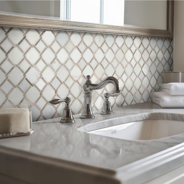 Marbella Lynx 12 in. x 12 in. Polished Marble Mesh-Mounted Mosaic Floor and Wall Tile (10 sq. ft./Case)