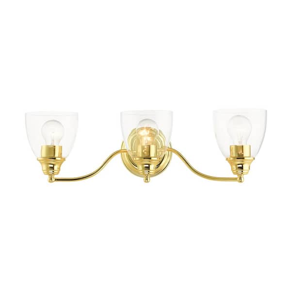 AVIANCE LIGHTING Grandview 23 in. 3-Light Polished Brass Vanity Light with Clear Glass