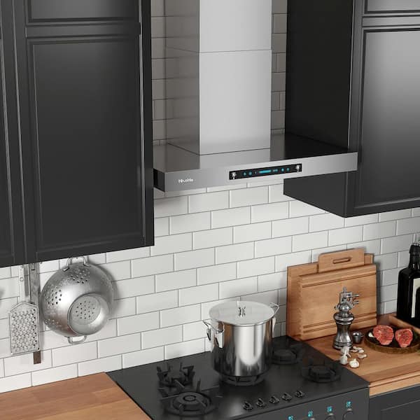 30 in. 900 CFM Ducted Wall Mount Range Hood in Stainless Steel with Gesture Sensing Control Function and LED Lighting
