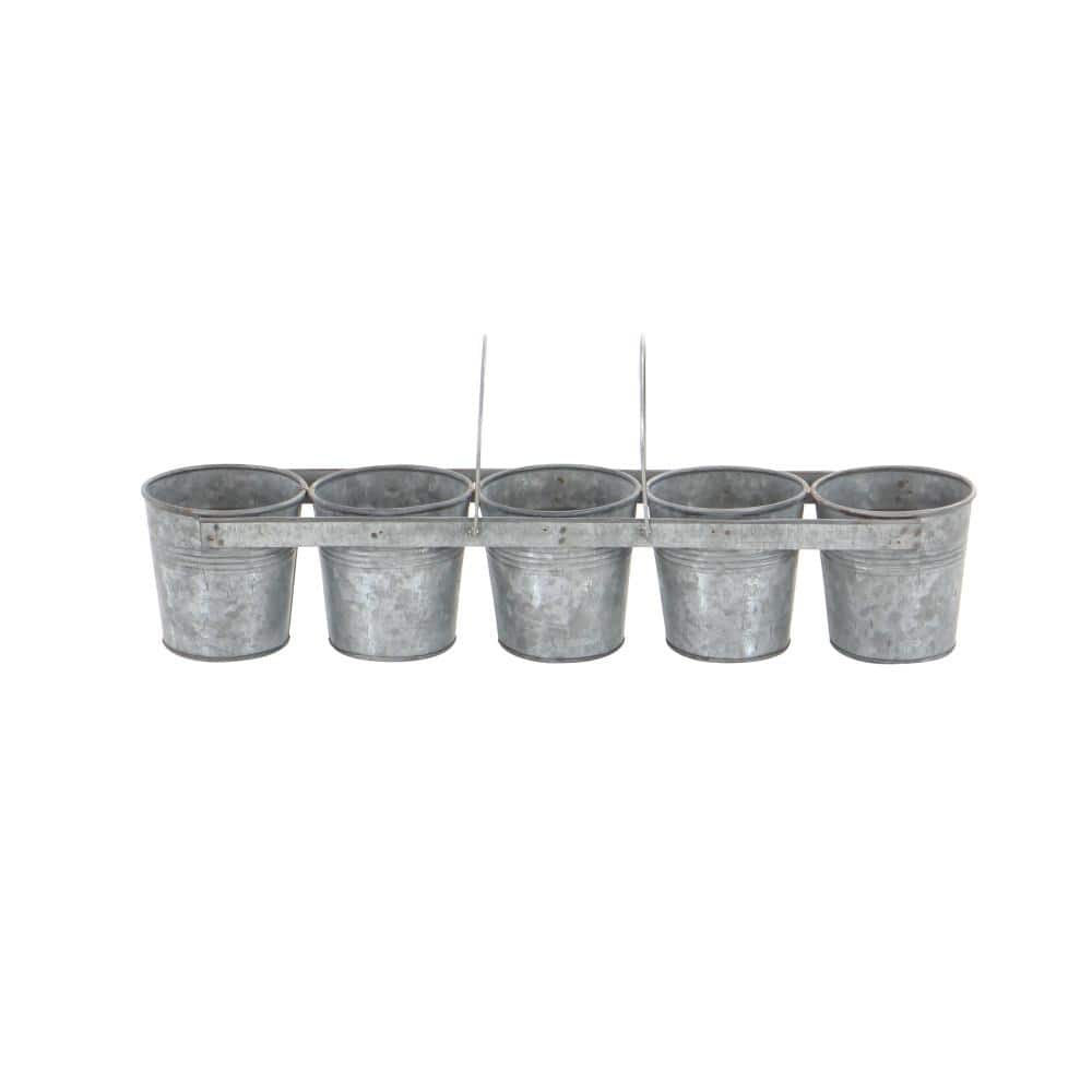 23" Gray Iron 5-Pail Farmhouse Planter with Arched Handles