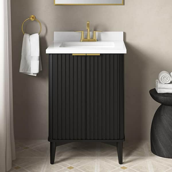 Gabi 24 in. Single Sink Onyx Black Bath Vanity with White Engineered Stone Top (Assembled)