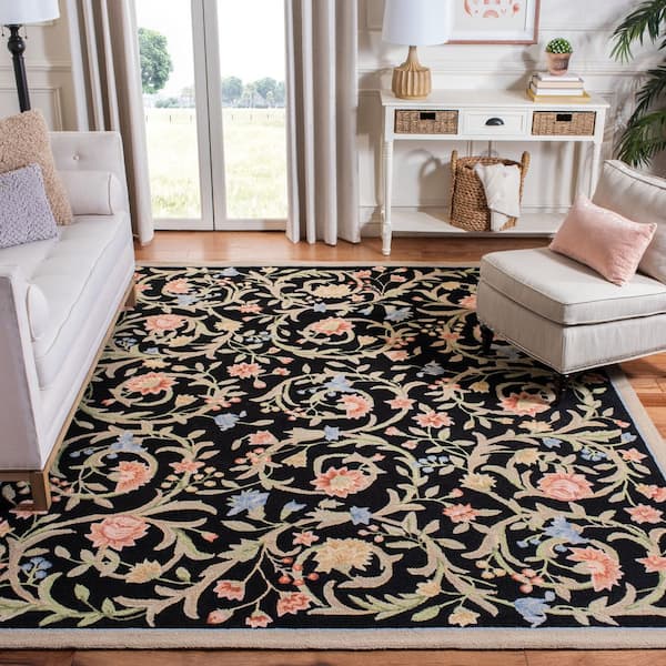 Chelsea 11 ft. x 15 ft. Black Floral Area Rug