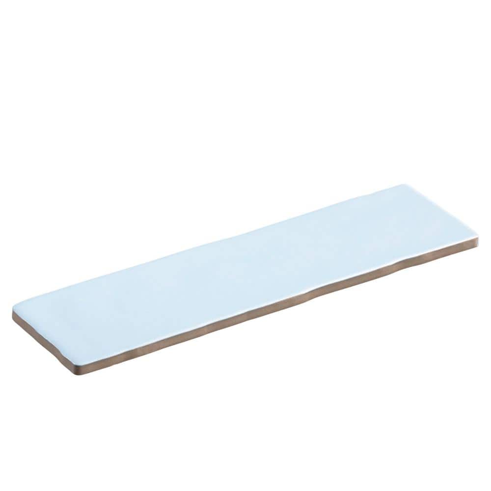 Parado Rectangle 11.02 in. x 2.95 in. Matte Rowe Blue Porcelain Marble Tile