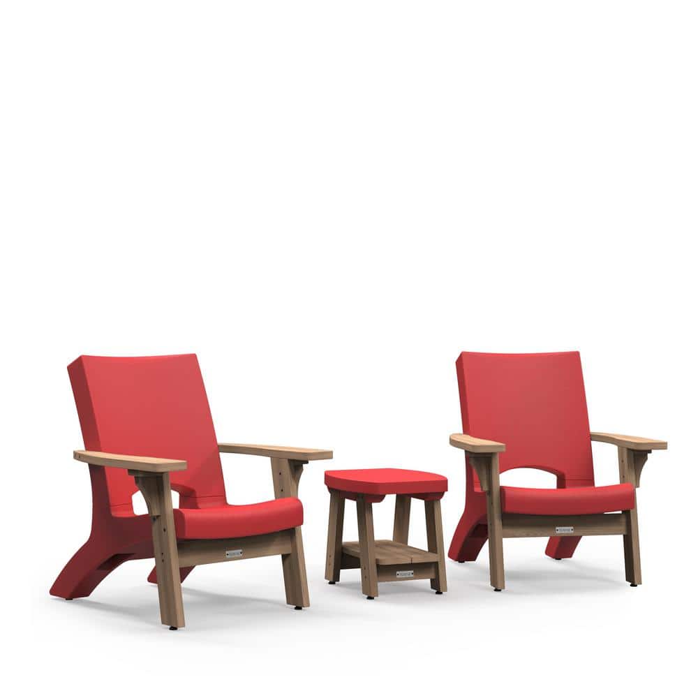 Red and Brown Cedar Resin 3-Piece Patio Conversation Set