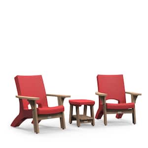Mesa 3-Piece Resin and Wood Patio Conversation Deep Seating Set - Red