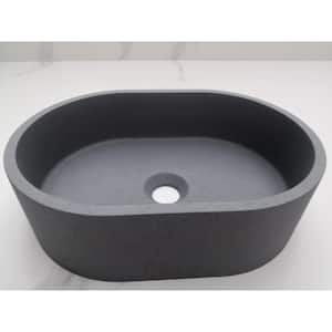 Industrial Style 15.74 in. Concrete Oval Vessel Sink in Grey without Faucet and Drain, Plug not Include