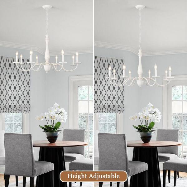 ADSENSTY 8-Light Vintage White French Country Candle Style