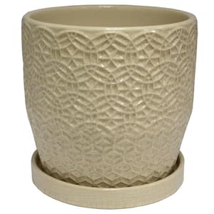 10 in. Dia Cream Rivage Ceramic Planter