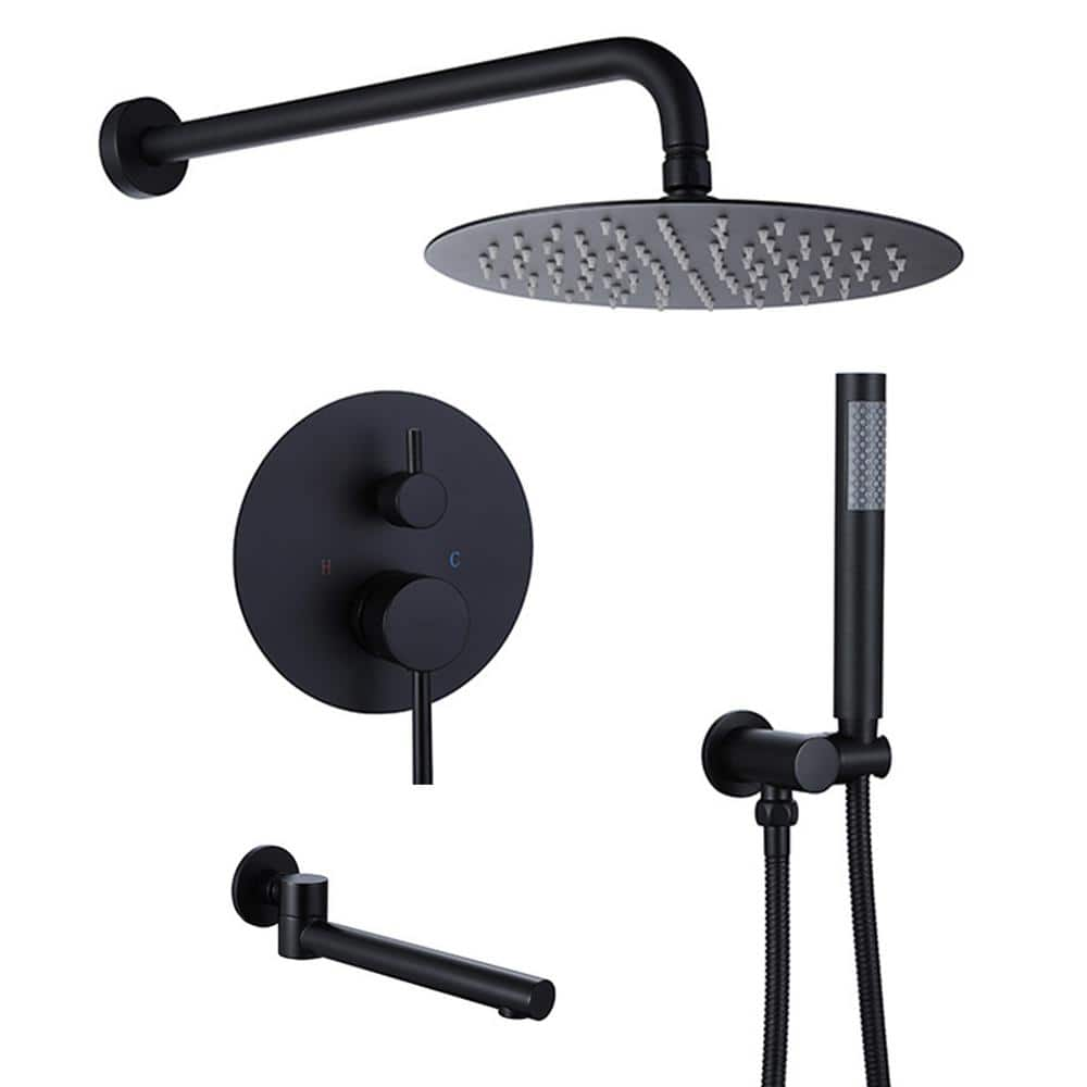 BWE Single-Handle 3-Spray Round High Pressure Tub And Shower Faucet In ...