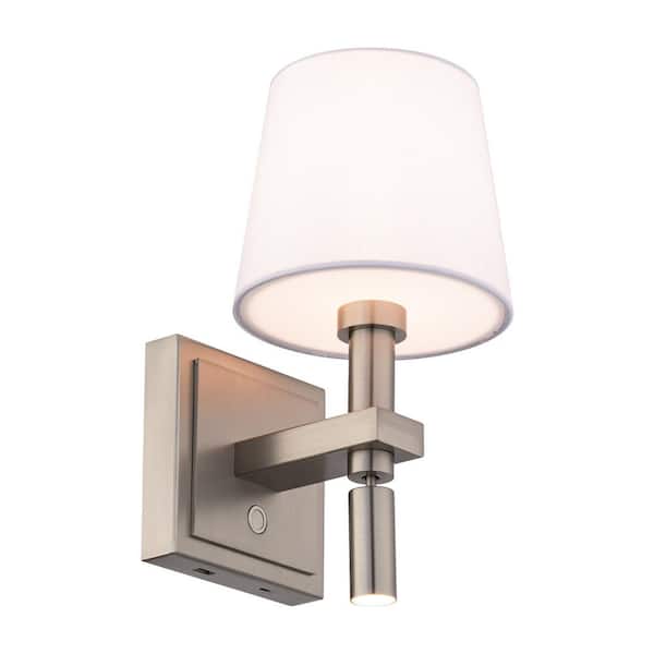 Chloe 1-Light Brushed Nickel Hardwired Swing Arm Wall Lamp 3000K