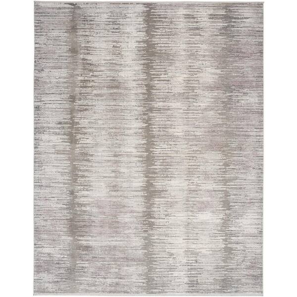 Nourison Abstract Hues Grey White 10 ft. x 13 ft. Abstract Contemporary Area Rug
