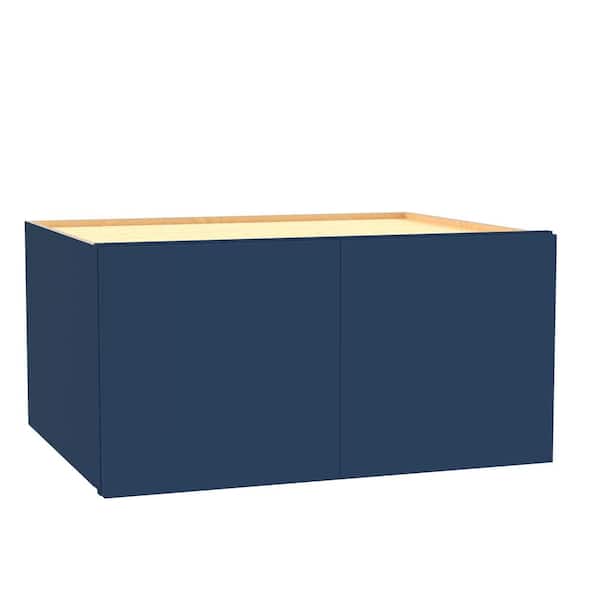 Home Decorators Collection Hargrove 36 in. W x 24 in. D x 12 in. H Assembled Plywood Wall Bridge Kitchen Cabinet in Vessel Blue with Soft Close