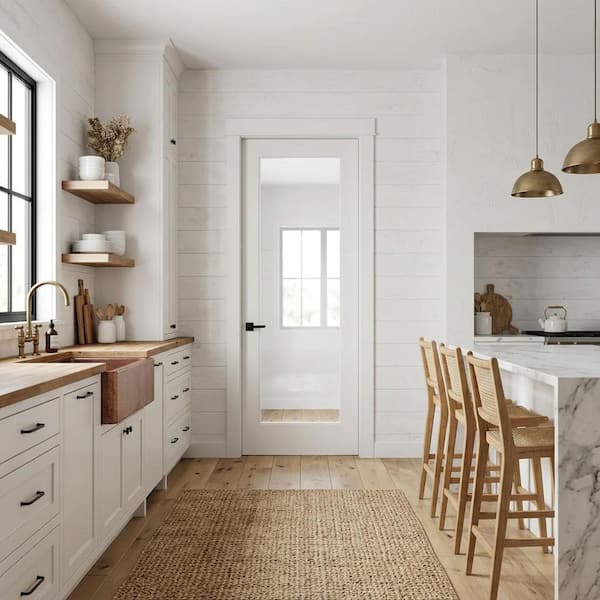 Krosswood Doors 32 in. x 80 in. 1-Lite Clear Solid Hybrid Core MDF