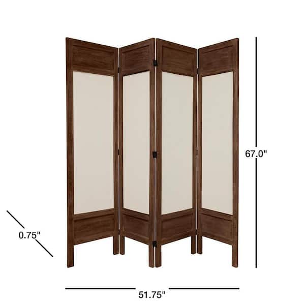 5.5 ft. Burnt Brown Solid Muslin 3-Panel Room Divider