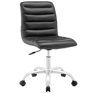 23.5 in. Width Standard Black Faux Leather Task Chair with Swivel Seat
