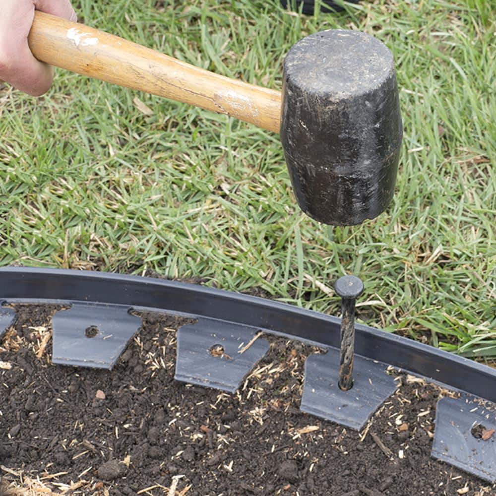 Heavy Duty Black Plastic No-Dig Landscape Edging Kit, 50 ft