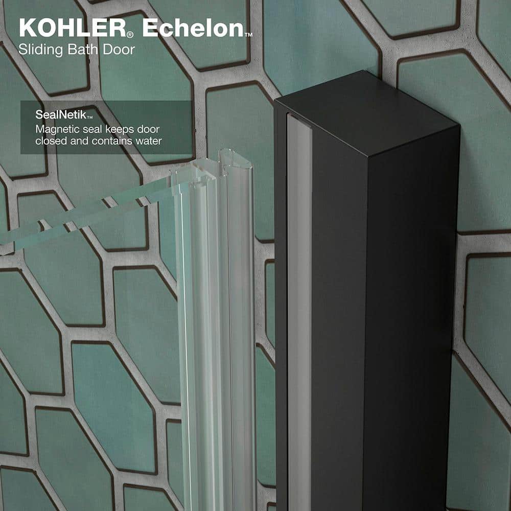 Matte Black Frameless Sliding Shower Door with Clear Glass
