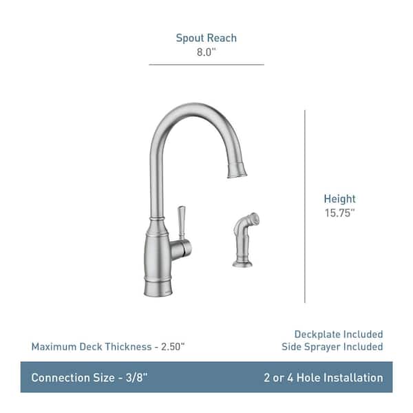 Noell Single-Handle Standard Kitchen Faucet with Side Sprayer in Spot Resist Stainless Noell Single-Handle Standard Kitchen Faucet with Side Sprayer in Spot Resist Stainless