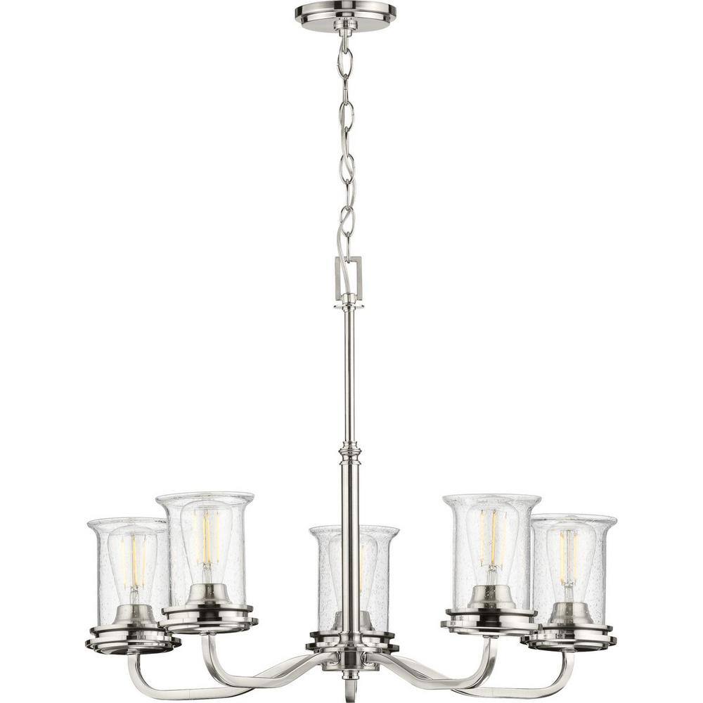 Winslett Brushed Nickel 5-Light Chandelier with Seeded Glass Shades
