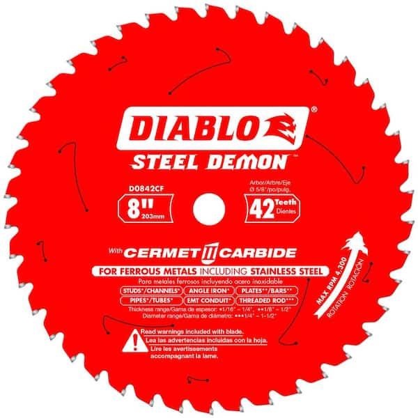 DIABLO 8in. x 42-Teeth Steel Demon Cermet II Saw Blade for Thick Metal