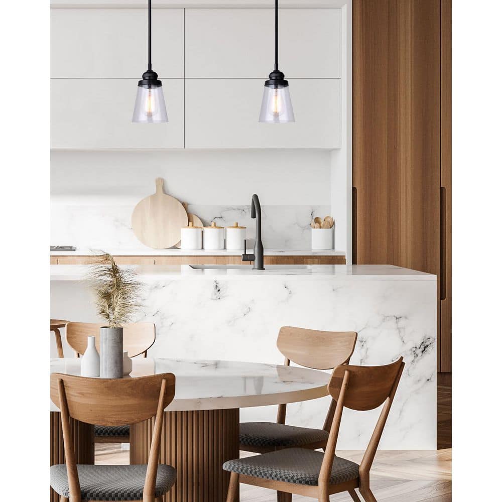 Declan Matte Black Glass 11.5" Pendant Light