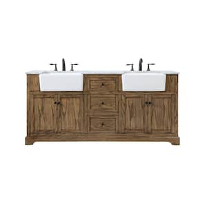 Simply Living 72 in. W x 22 in. D x 34.75 in. H Bath Vanity in Driftwood with Carrara White Marble Top