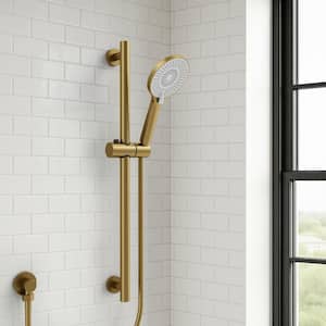 3-Spray Wall Mount Dual Fixed and Handheld Shower Head 1.8 GPM with Handheld Shower in Brushed Gold