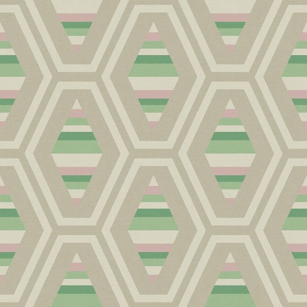 JOULES Hallaton Kilim Garden Greens Matte Non Woven Removable Paste the Wall Wallpaper