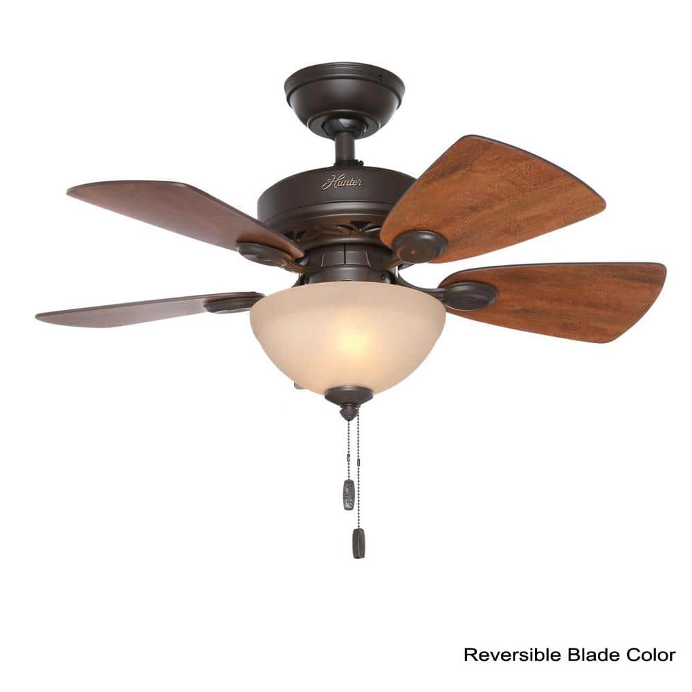 WhisperWind 34" New Bronze Ceiling Fan with Walnut Blades and LED Lights