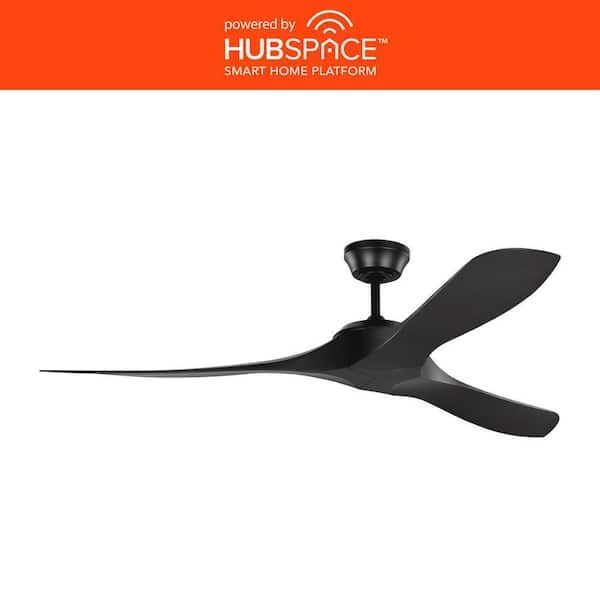 Hampton Bay Hartney 60 in. Indoor/Outdoor Midnight Black Ceiling Fan Powered by Hubspace