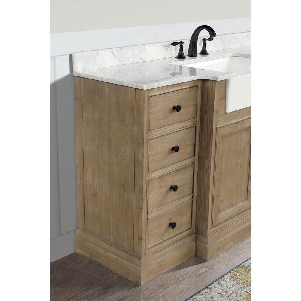 Kelly 60" Weathered Fir Wood Bathroom Vanity with Marble Top