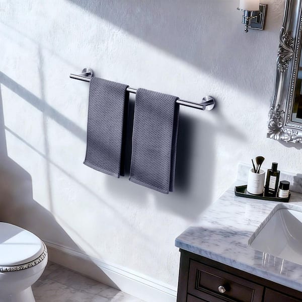 24 in. Wall Mounted Towel Bar in Brushed Nickel