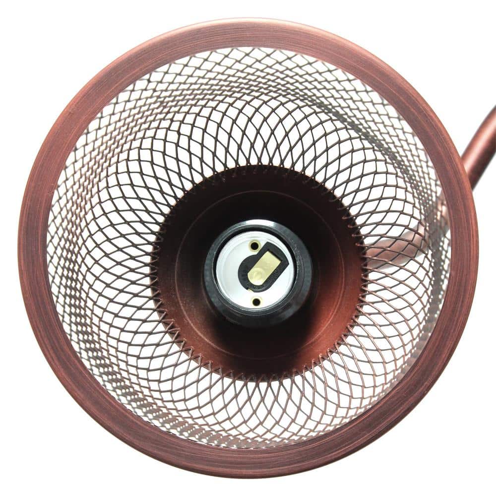 Vintage Charm Adjustable Red Bronze Floor Lamp with Edison Mesh Shade