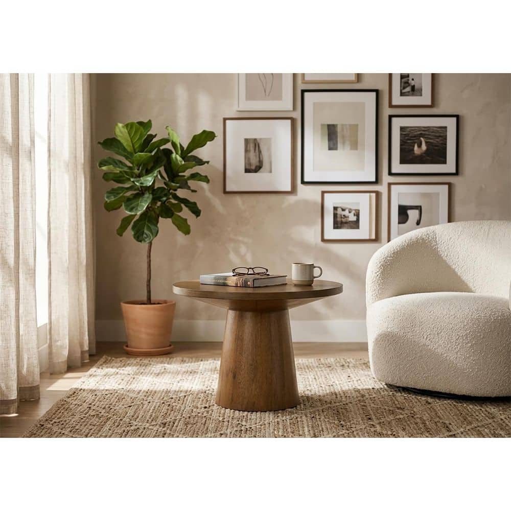 Terra 22 in. W Walnut Round Wood End Table