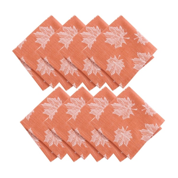 Falling Leaves Jacquard Napkins, Set of 8, Sienna - 17"W x 17"L