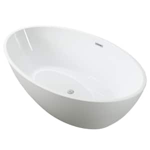 Amiens 69 in. Acrylic Flatbottom Freestanding Bathtub in White/Polished Chrome