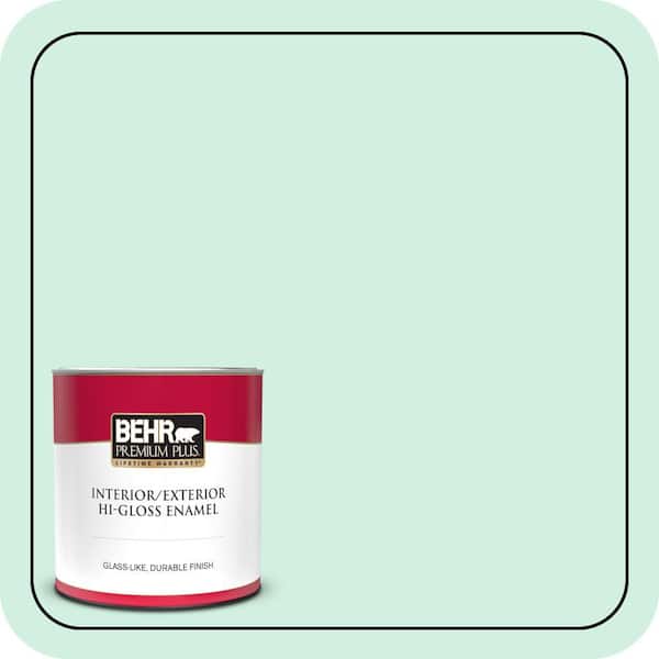 BEHR PREMIUM PLUS 1 qt. #480C-2 Pastel Jade Hi-Gloss Enamel Interior/Exterior Paint & Primer