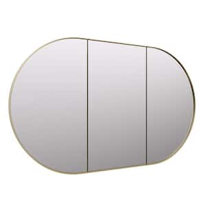 Nia 48 in. W x 30 in. H x 5 in. D Satin Brass Recessed Medicine Cabinet with Mirror