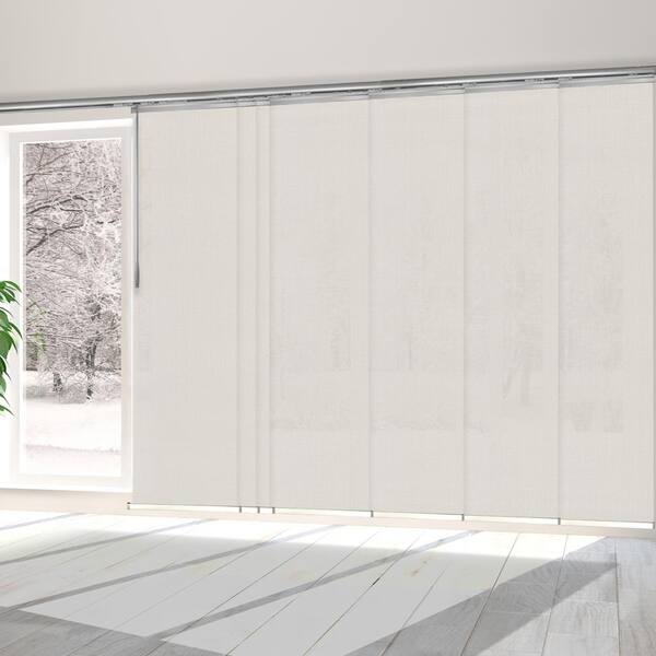 EMOH Buff 110 in. to 153 in. W x 116 in. L Adjustable 7-Panel, Satin Nickel Double Rail Panel Track with 23.5 in. Slates