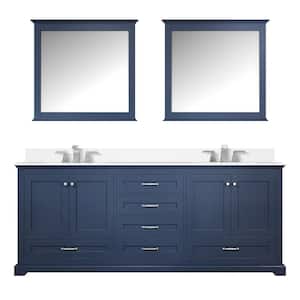 Dukes 80 in. W x 22 in. D Navy Blue Double Bath Vanity, Cultured Marble Top, Faucet Set, and 30 in. Mirrors