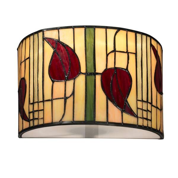 Dale Tiffany Macintosh 1-Light White Sconce with Art Glass Shade